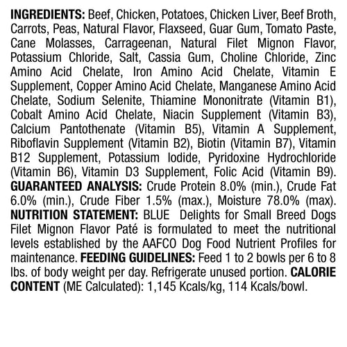 Blue Buffalo Blue Delights Small Breed Filet Mignon Pate Dog Food Cup