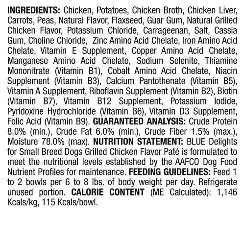 Blue Buffalo Blue Delights Small Breed Grilled Chicken Pate Dog Food Cup