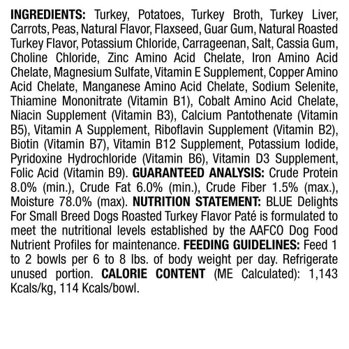 Blue Buffalo Blue Delights Small Breed Roasted Turkey Pate Dog Food Cup