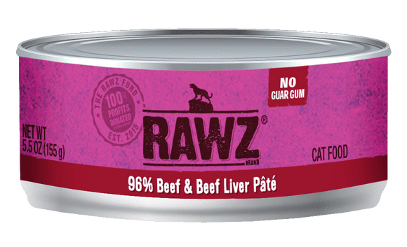 Rawz 96% Beef & Beef Liver Pate Cat Food (5.5 oz)