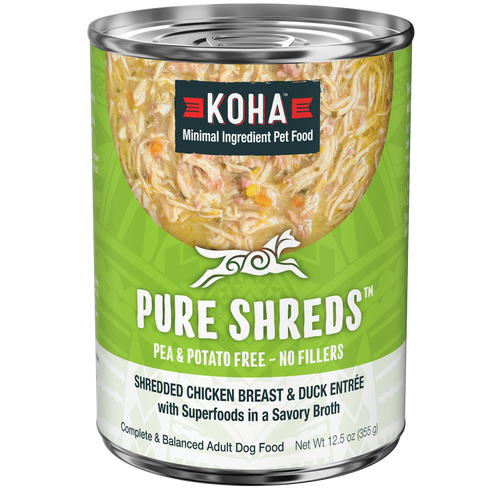 Koha Pure Shreds Shredded Chicken Breast & Duck Entrée for Dogs (5.5 oz)