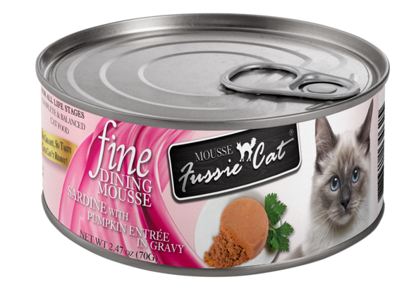 Fussie Cat Fine Dining Mousse Sardine with Pumpkin Entree in Gravy Canned Cat Food (2.47 oz (70g))