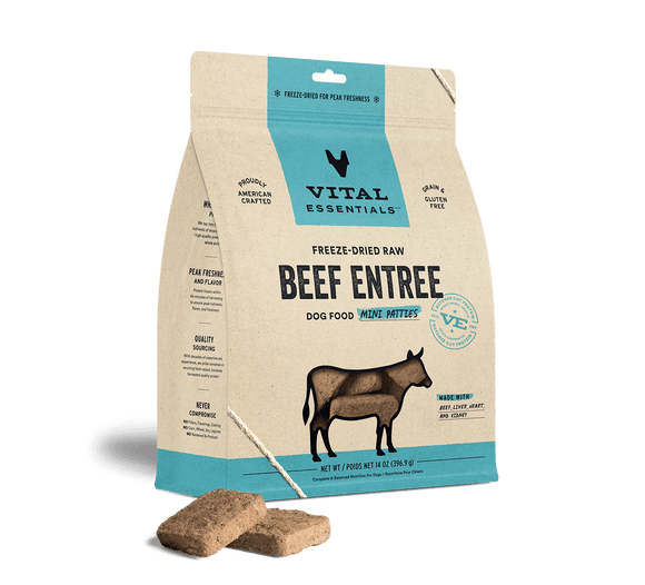Vital Essentials Freeze-Dried Raw Beef Entrée Mini Patties Dog Food