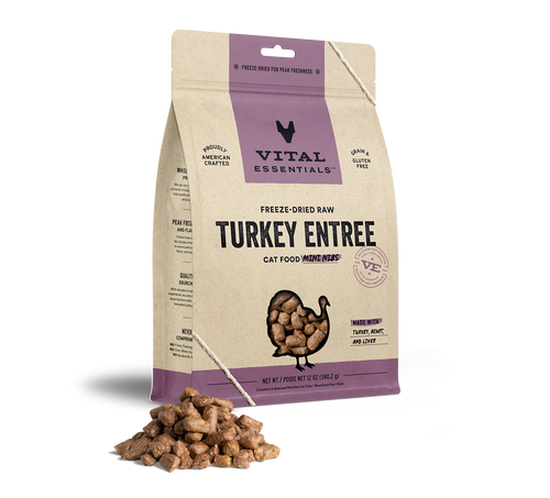 Vital Essentials Freeze-Dried Turkey Entrée Cat Food Mini Nibs