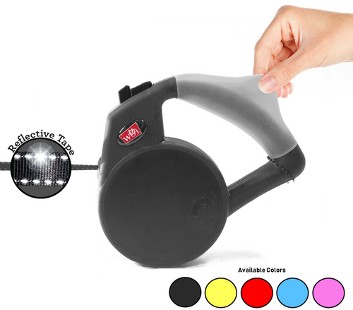 Wigzi Retractable Dog Leash - Gel Handle Black Small
