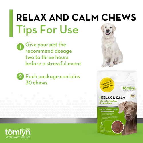 Tomlyn Relax & Calm Chicken-Flavored Chew for Medium & Large Dogs