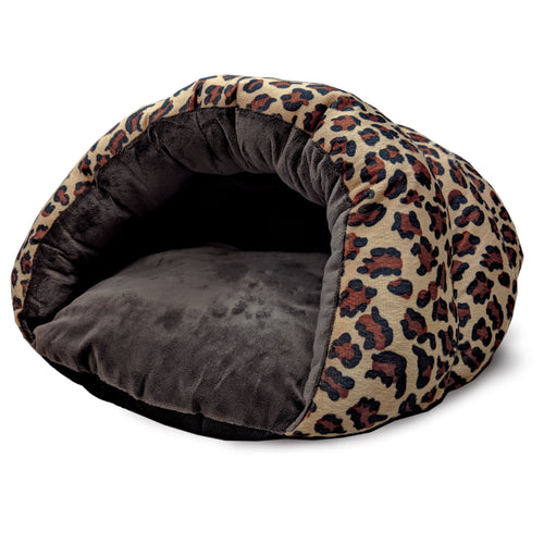 SLEEP ZONE CHEETAH CUDDLE CAVE 22″ CHOCOLATE