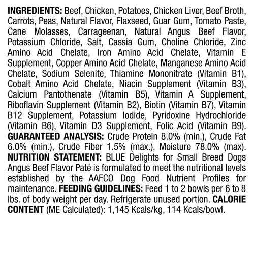 Blue Buffalo Blue Delights Small Breed Angus Beef Pate Dog Food Cup