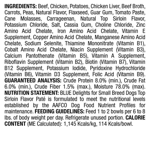 Blue Buffalo Blue Delights Small Breed Top Sirloin Pate Dog Food Cup