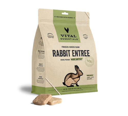 Vital Essentials Rabbit Vital Essentials Freeze-Dried Raw Rabbit Entrée Mini Patties Dog Food ...
