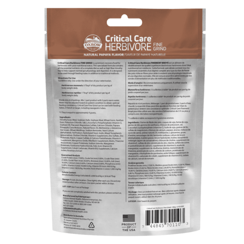 Oxbow Critical Care Herbivore Fine Grind Papaya