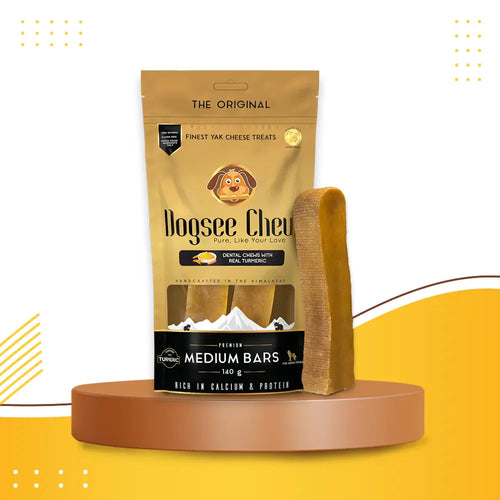 Dogsee Turmeric Medium Bars: Long-Lasting Dental Chews for Medium Dogs