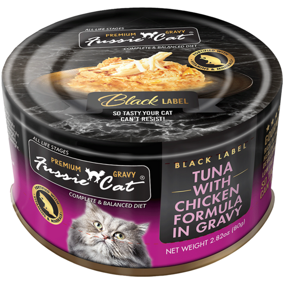 Fussie Cat Black Label Tuna with Chicken Formula in Gravy Wet Cat Food