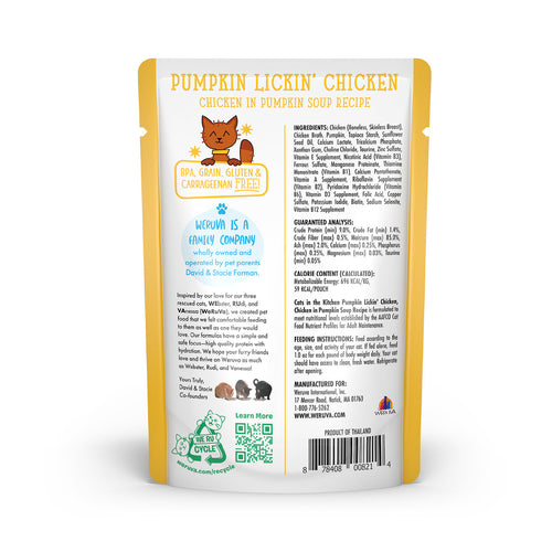 Weruva Cats In the Kitchen Pumpkin Lickin Chicken Pouches Wet Cat Food