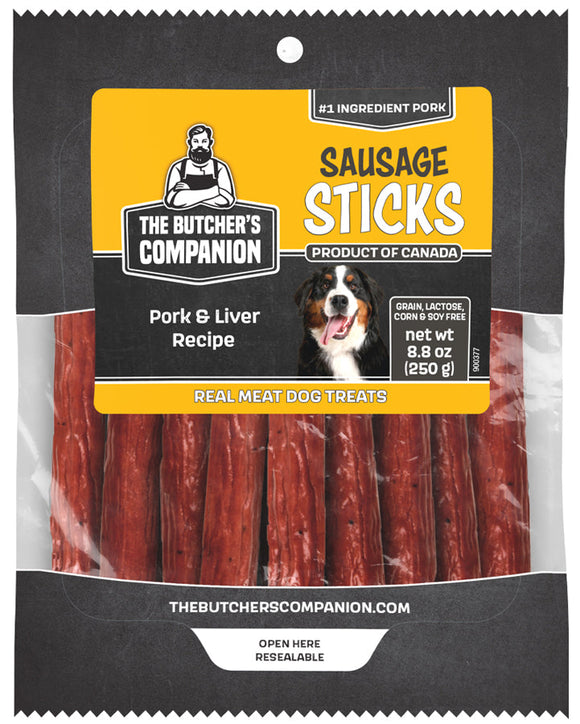 The Butcher's Companion Pork & Liver Recipe Sausage Sticks Dog Treats 8.8 oz