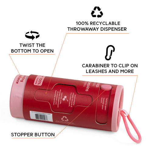 Goo-eez Throwaways Poop Bag Dispenser - Cherry Pop (70 Bags)