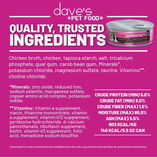 Dave's Pet Food Chicken Recipe in Saucey Paté Wet Cat Food / 5.5 oz