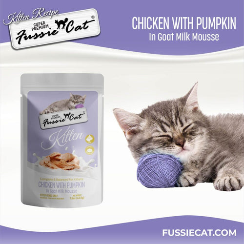 Fussie Cat Chicken with Pumpkin in Goat Milk Mousse Kitten Pouch
