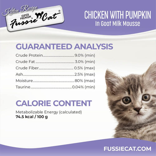 Fussie Cat Chicken with Pumpkin in Goat Milk Mousse Kitten Pouch