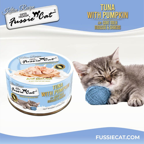 Fussie Cat Tuna with Pumpkin In Goat Milk Mousse & Shreds Kitten Recipe