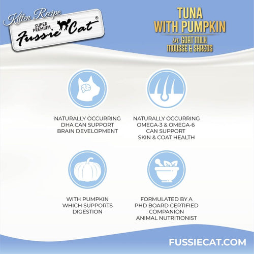 Fussie Cat Tuna with Pumpkin In Goat Milk Mousse & Shreds Kitten Recipe