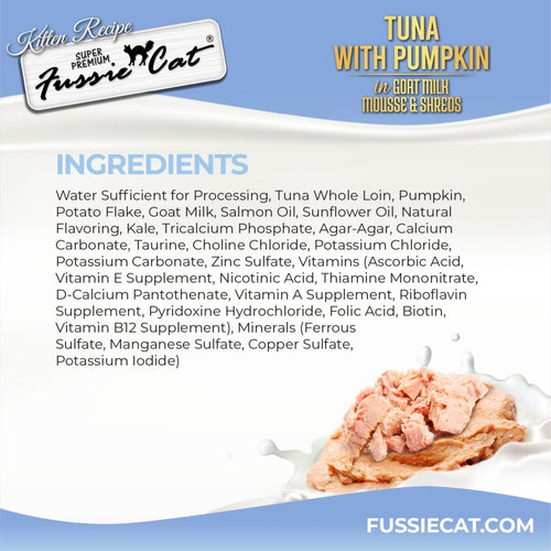 Fussie Cat Tuna with Pumpkin In Goat Milk Mousse & Shreds Kitten Recipe