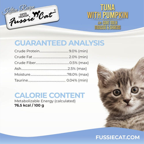 Fussie Cat Tuna with Pumpkin In Goat Milk Mousse & Shreds Kitten Recipe