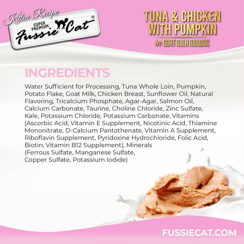 Fussie Cat Tuna & Chicken with Pumpkin In Goat Milk Mousse Kitten Recipe
