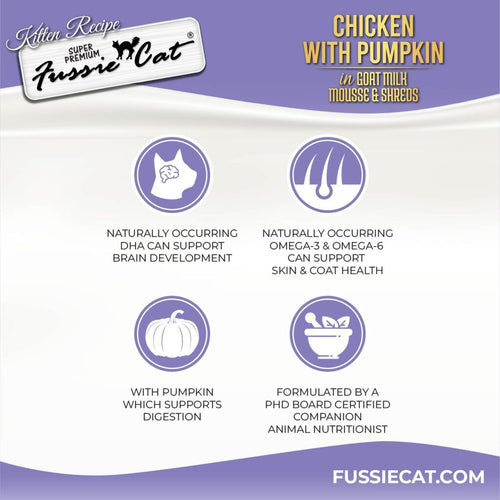 Fussie Cat Chicken with Pumpkin In Goat Milk Mousse & Shreds Kitten Recipe