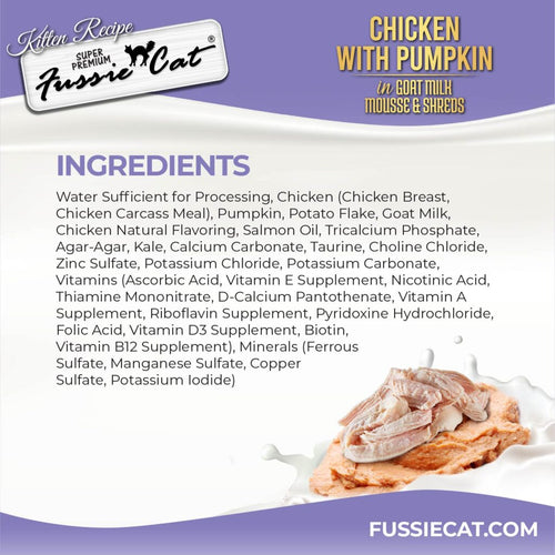 Fussie Cat Chicken with Pumpkin In Goat Milk Mousse & Shreds Kitten Recipe