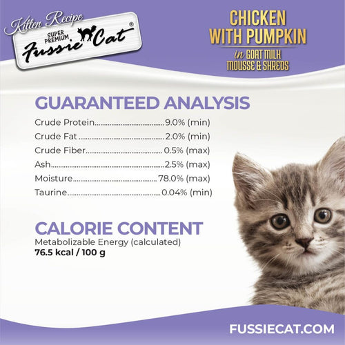 Fussie Cat Chicken with Pumpkin In Goat Milk Mousse & Shreds Kitten Recipe