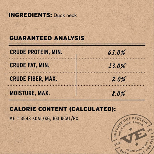 Vital Essentials Freeze-Dried Raw Bar Duck Necks Single Ingredient Dog Chews
