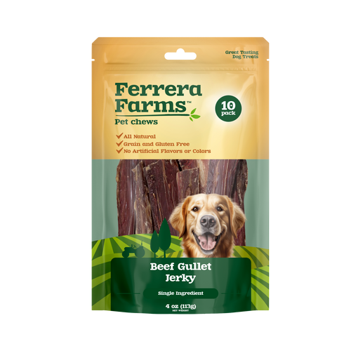 Ferrera Farms Beef Gullet Jerky 10 pk Dog Treats