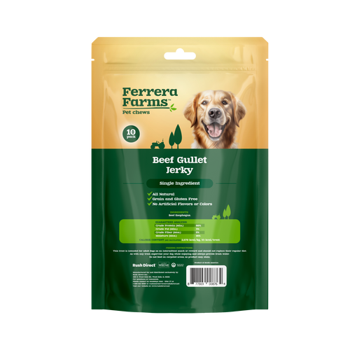 Ferrera Farms Beef Gullet Jerky 10 pk Dog Treats