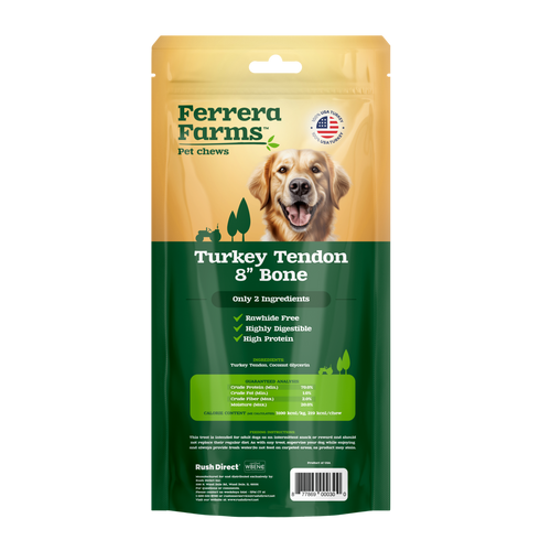Ferrera Farms Turkey Tendon Knotted Bone 8″
