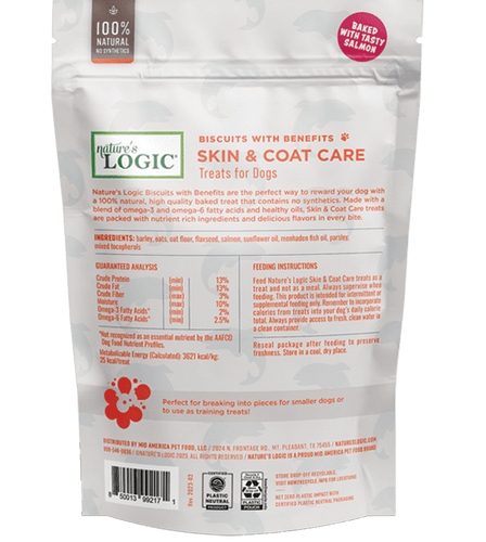 Nature's Logic Biscuits With Benefits Skin & Coat Treats For Dogs