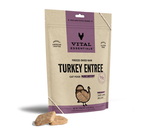 Vital Essentials Freeze-Dried Raw Turkey Entrée Mini Patties Dog Food