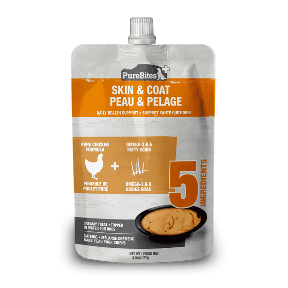 PureBites Skin & Coat Squeezables Dog Treat (2.5 oz - Single Pouch)