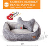 K&H Mother's Heartbeat Heated Puppy Pet Bed with Bone Pillow