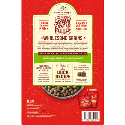 Stella & Chewy's Raw Coated Kibble With Wholesome Grains Cage Free Duck Recipe Dry Dog Food