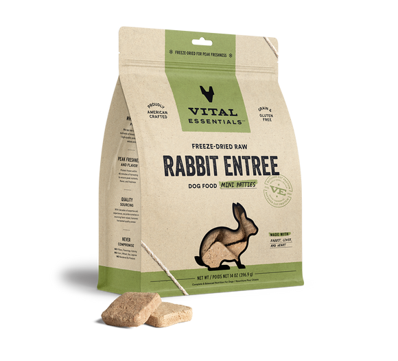 Vital Essentials Freeze-Dried Raw Rabbit Entrée Mini Patties Dog Food
