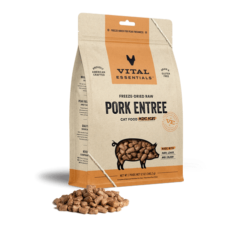 Vital Essentials Freeze-Dried Pork Entrée Cat Food Mini Nibs