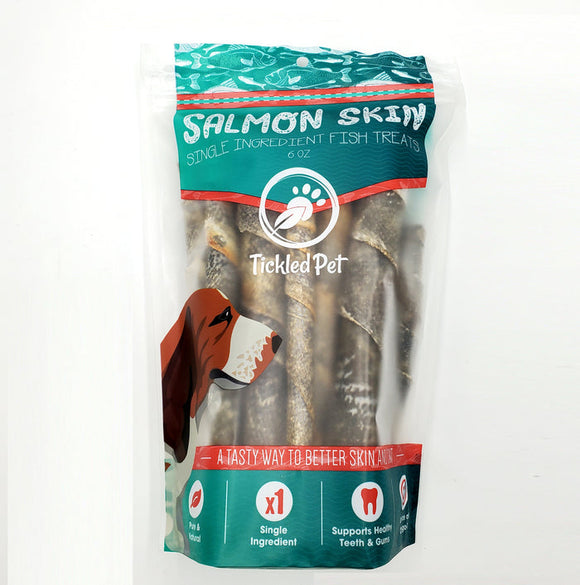 Tickled Pet Salmon Skin Rolls Dog Treats (6 Oz)