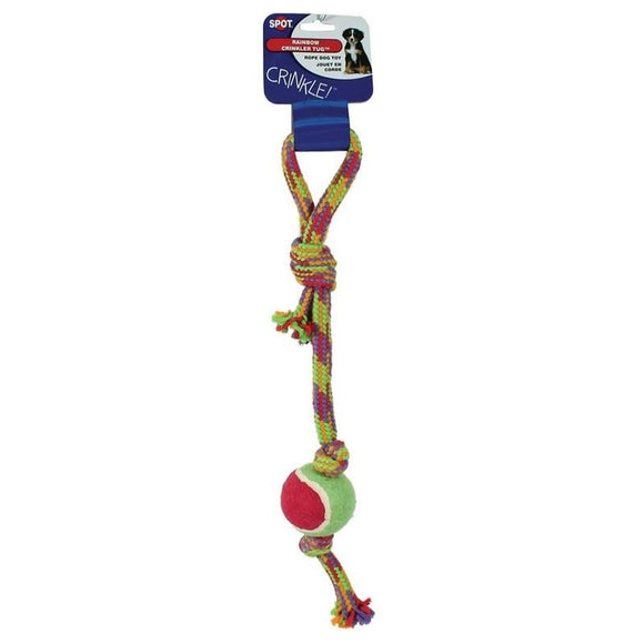 SPOT CRINKLE ROPE TUG WITH TENNIS BALL